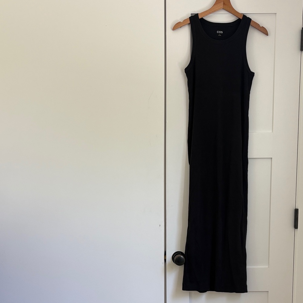 COS Black Ribbed Tank Maxi Dress, small